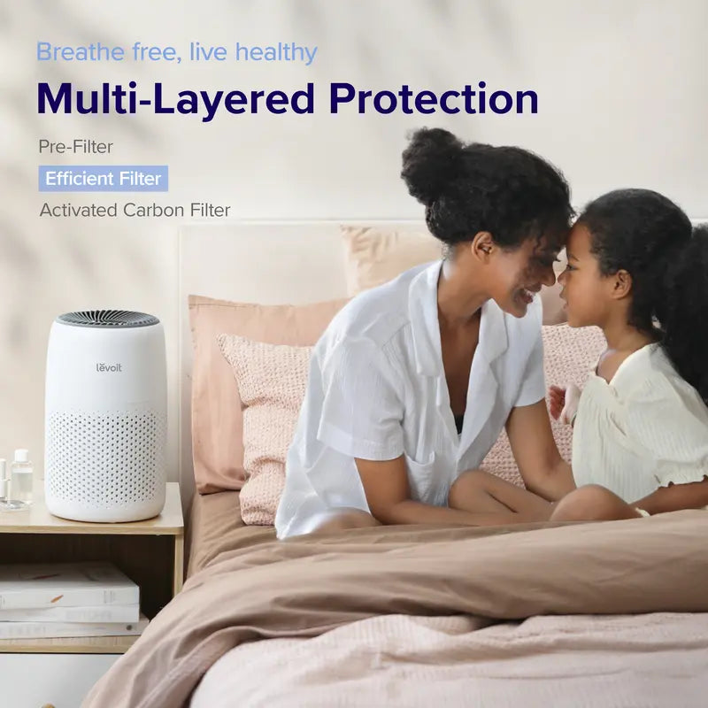 LEVOIT Air Purifiers for Bedroom Home, 3-In-1 Filter Cleaner with Fragrance Sponge for Sleep, Smoke, Allergies, Pet Dander, Odor, Dust, Office, Desktop, Portable, HEPA at Speed Ⅰ, Core Mini-P, White