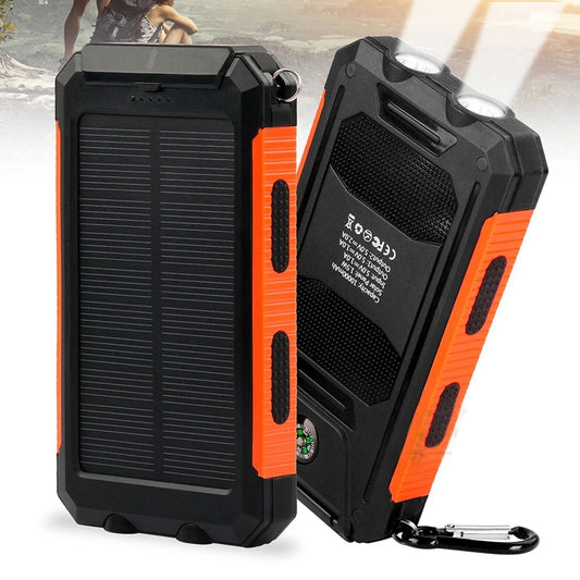 Solar Power Bank 20000Mah IP67 Waterproof Portable Solar Charger Powerbank External Battery Pack Power Bank with SOS LED Light